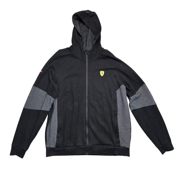 Puma x Ferrari Scuderia Sweatshirt Hoodie Jacket Zip Up Black Gray Size XL - Picture 1 of 14
